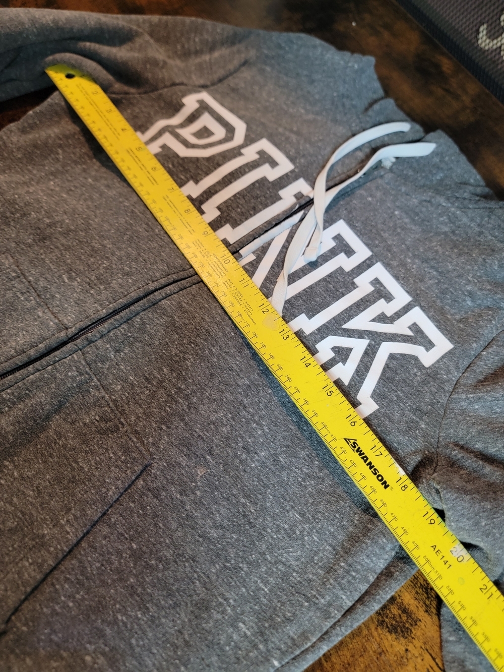 PINK Victoria's Secret Gray Zip-Up Hoodie with White Logo - Picture 9 of 10
